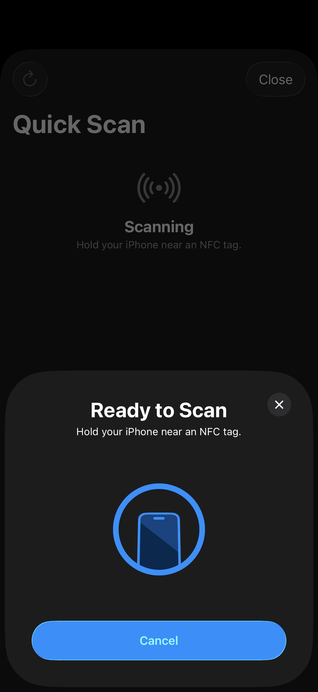 Quick scan sheet in NFC Studio
